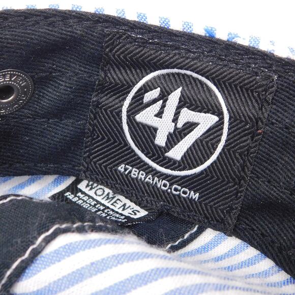 47 Brand Boston Red Sox Seersucker Hat Blue Stripes Pink Logo Adjustable - Picture 8 of 8